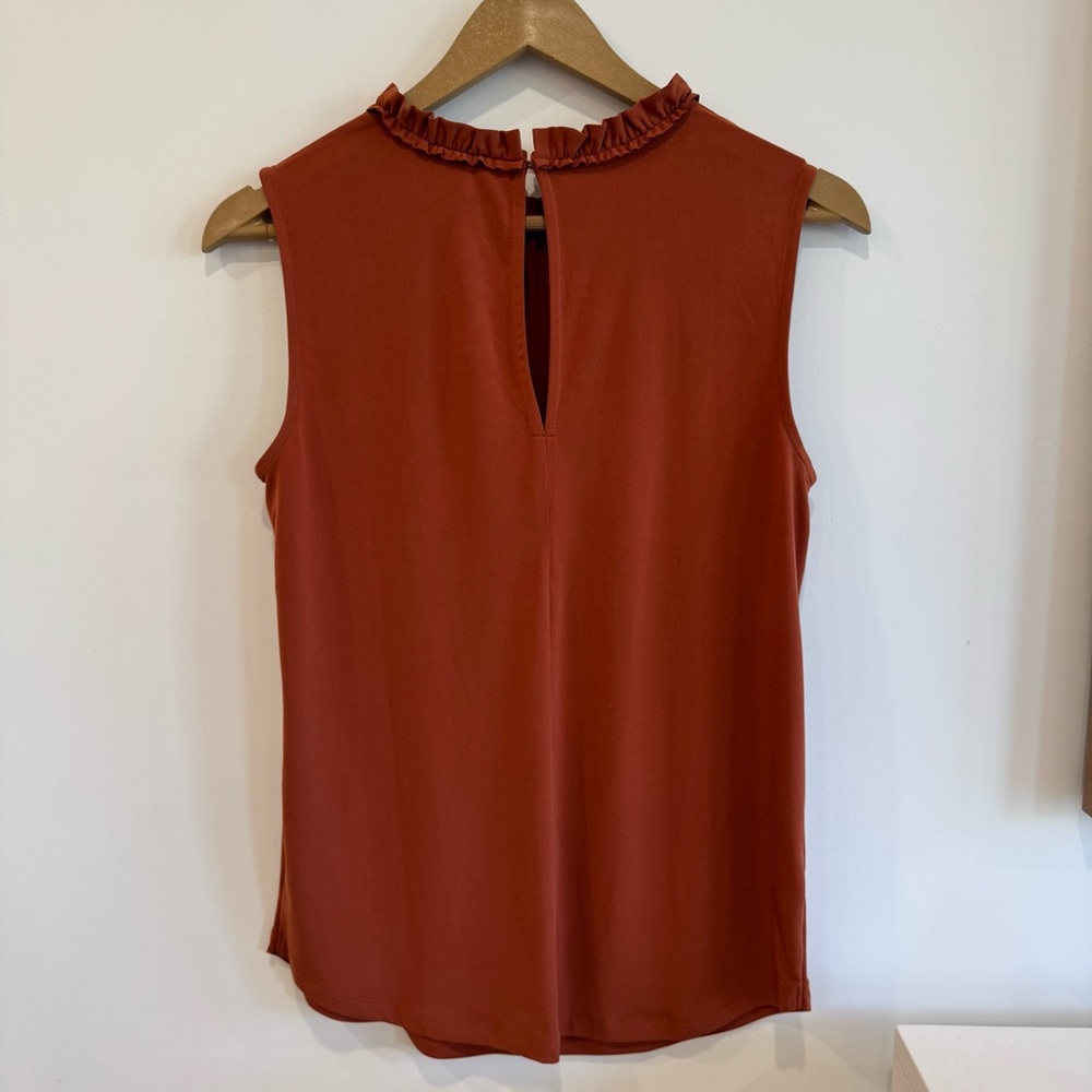 Ann Taylor Orange Ruffled Sleeveless Blouse - Picture 3 of 4